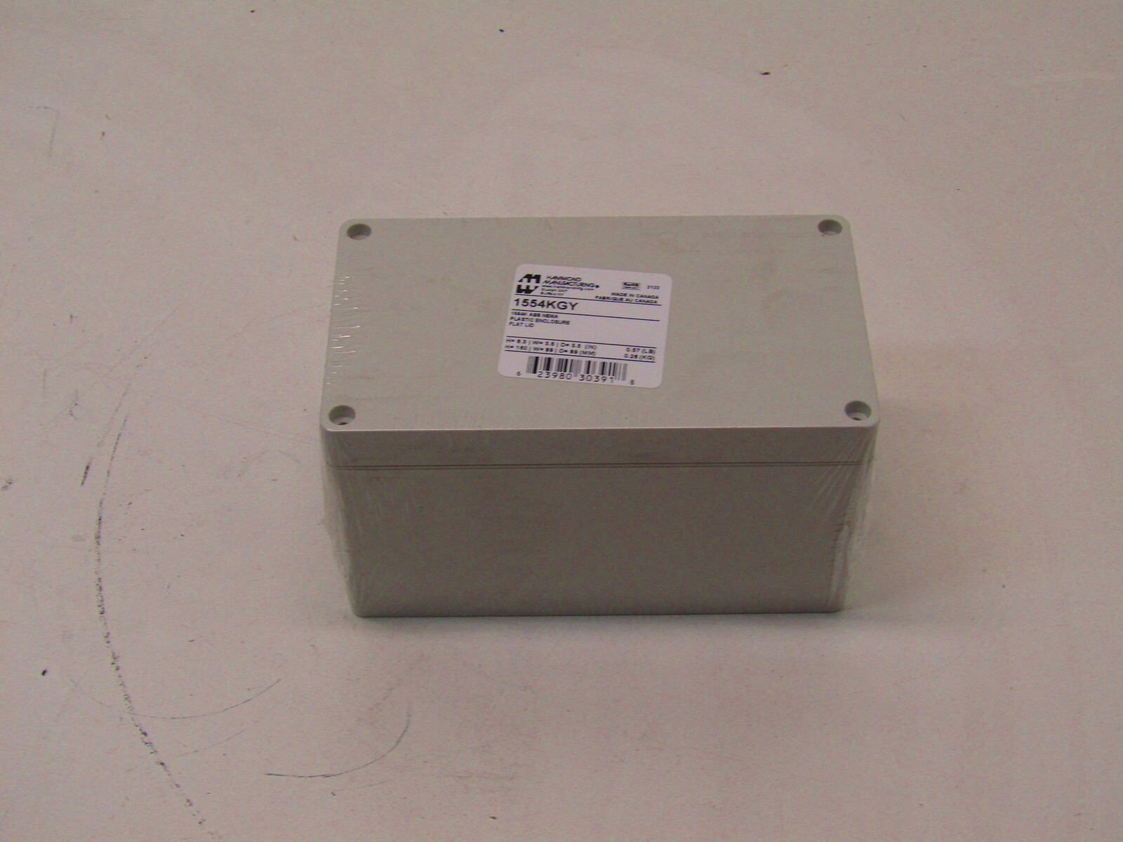 BOX,ELECT,6.3x3.5x3.5" GRAY ABS PLASTIC,FLAT LID